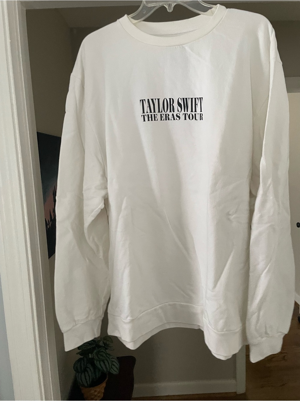 Taylor Swift White Crewneck Sweatshirt with Black Chest Logo